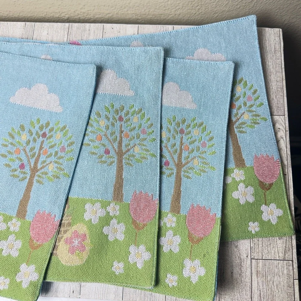 Easter Bunny‎ Egg Hunt  Basket Pastel Placemats Set Of 4